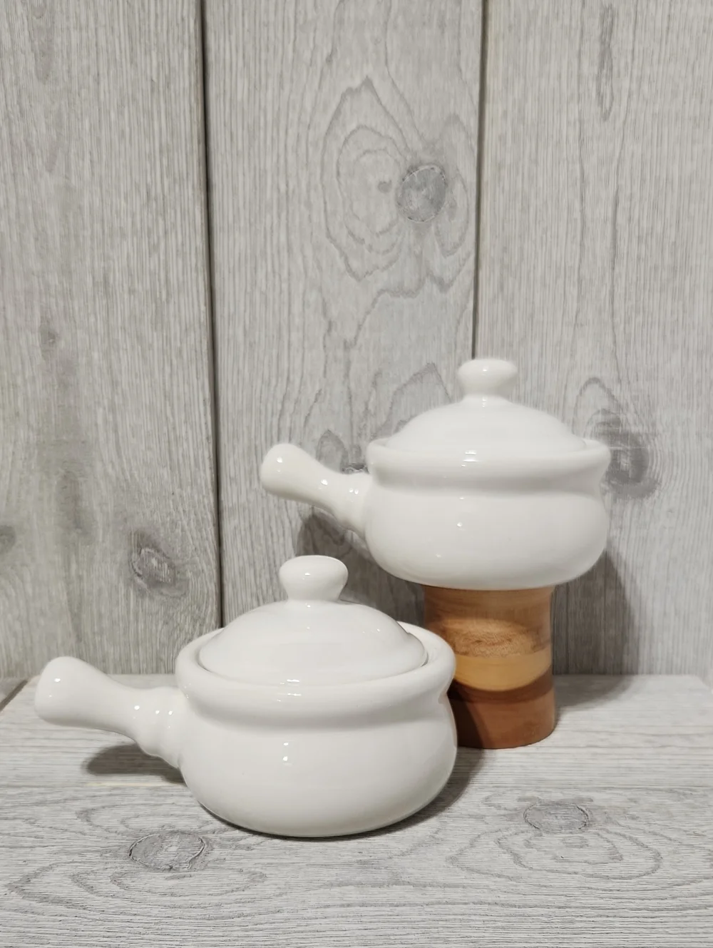 Vintage Sunflower Pattern Ceramic Long Handle Crocks With Lids